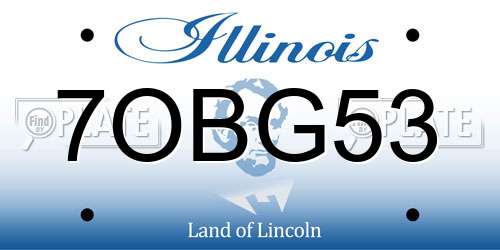 7OBG53 Illinois License Plate