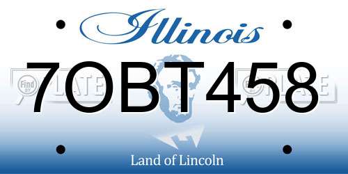 7OBT458 Illinois License Plate