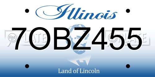 7OBZ455 Illinois License Plate