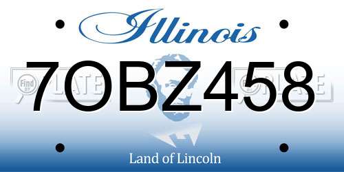 7OBZ458 Illinois License Plate