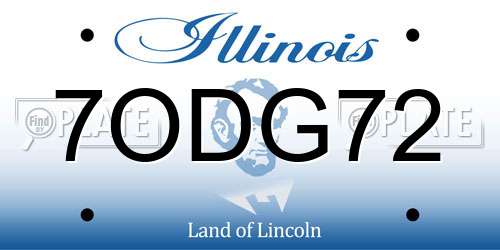 7ODG72 Illinois License Plate