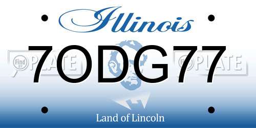 7ODG77 Illinois License Plate