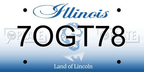 7OGT78 Illinois License Plate