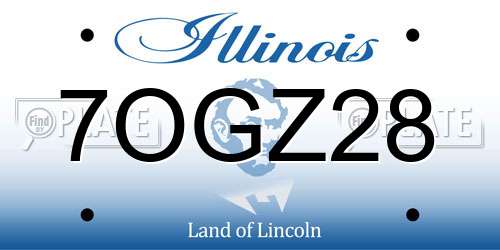 7OGZ28 Illinois License Plate