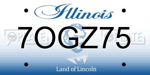 7OGZ75 Illinois License Plate