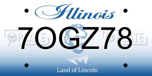 7OGZ78 Illinois License Plate