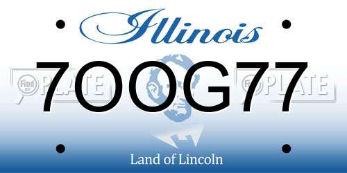 7OOG77 Illinois License Plate