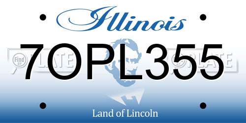7OPL355 Illinois License Plate