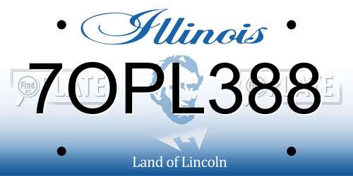 7OPL388 Illinois License Plate