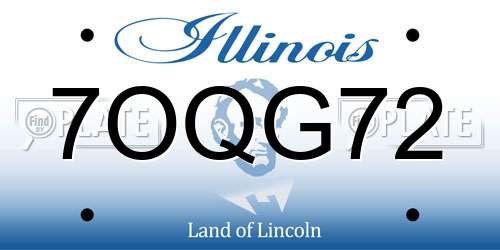 7OQG72 Illinois License Plate