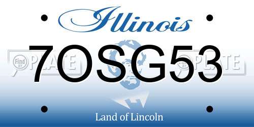 7OSG53 Illinois License Plate