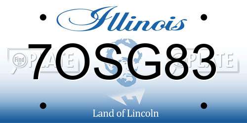 7OSG83 Illinois License Plate