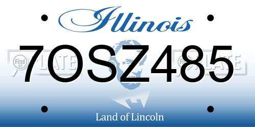 7OSZ485 Illinois License Plate