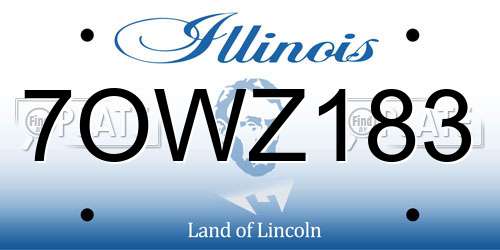 7OWZ183 Illinois License Plate