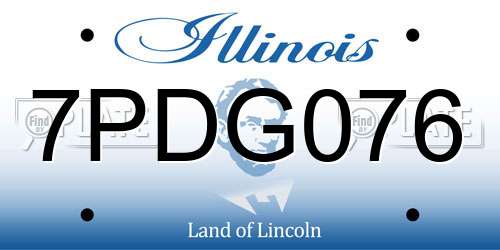 7PDG076 Illinois License Plate