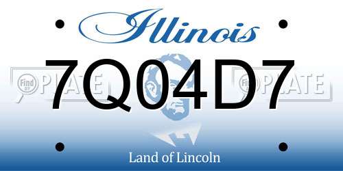7Q04D7 Illinois License Plate