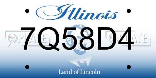 7Q58D4 Illinois License Plate