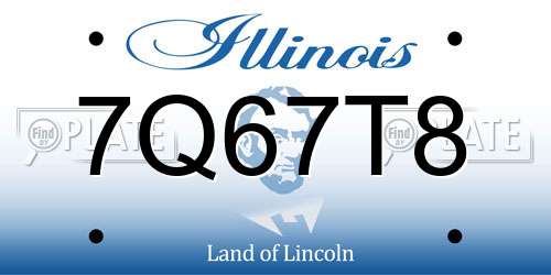 7Q67T8 Illinois License Plate