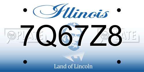 7Q67Z8 Illinois License Plate