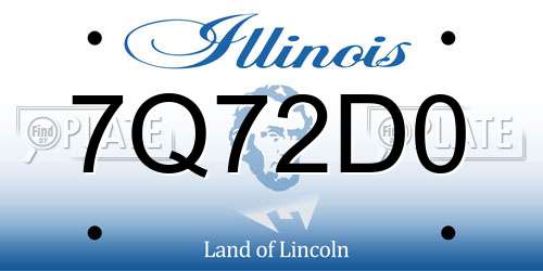 7Q72D0 Illinois License Plate