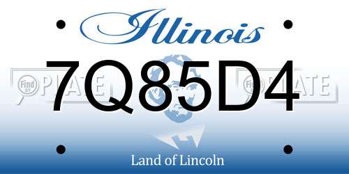 7Q85D4 Illinois License Plate