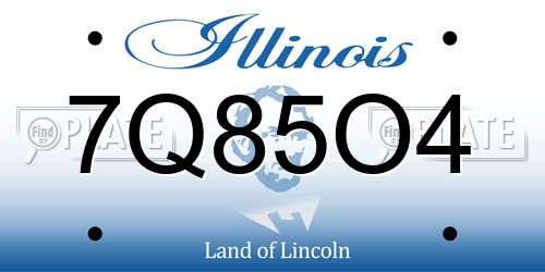 7Q85O4 Illinois License Plate