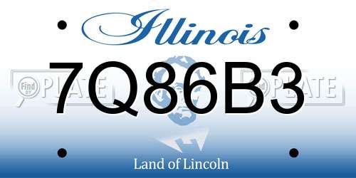 7Q86B3 Illinois License Plate