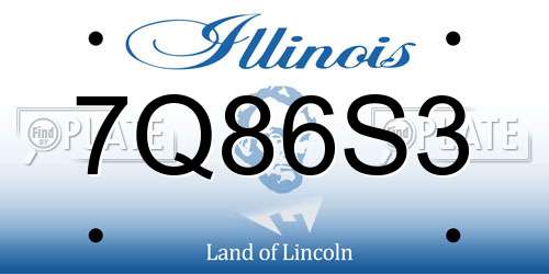 7Q86S3 Illinois License Plate