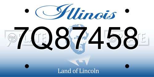 7Q87458 Illinois License Plate