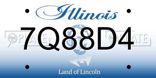 7Q88D4 Illinois License Plate