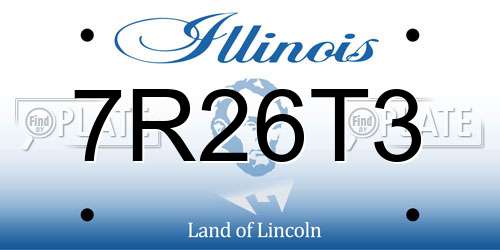 7R26T3 Illinois License Plate