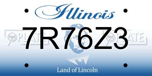 7R76Z3 Illinois License Plate