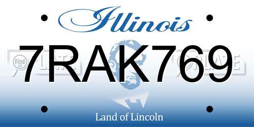 7RAK769 Illinois License Plate