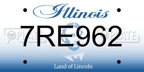 7RE962 Illinois License Plate