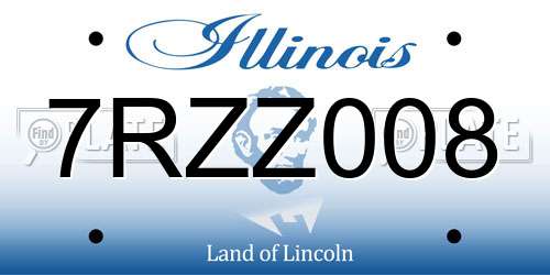 7RZZ008 Illinois License Plate