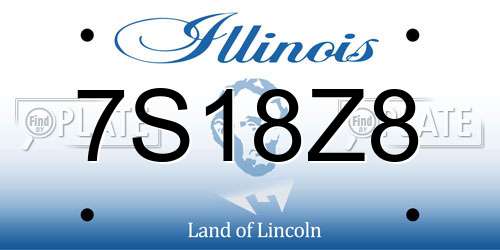 7S18Z8 Illinois License Plate