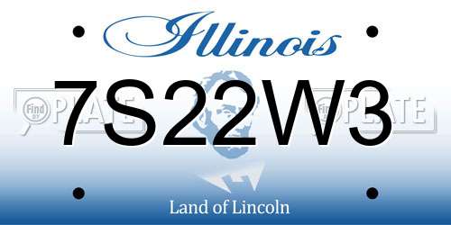 7S22W3 Illinois License Plate