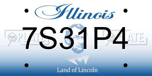 7S31P4 Illinois License Plate