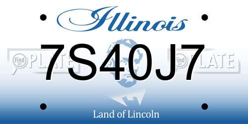 7S40J7 Illinois License Plate