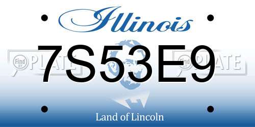 7S53E9 Illinois License Plate