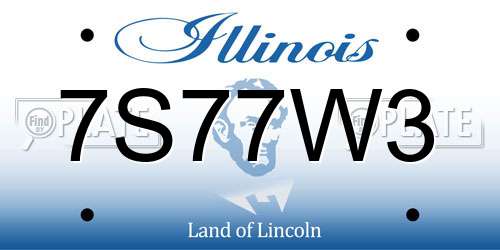 7S77W3 Illinois License Plate