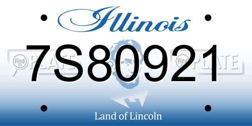 7S80921 Illinois License Plate