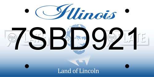 7SBD921 Illinois License Plate