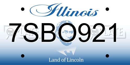 7SBO921 Illinois License Plate