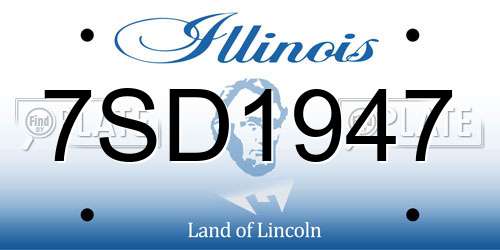 7SD1947 Illinois License Plate