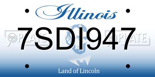 7SDI947 Illinois License Plate