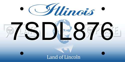 7SDL876 Illinois License Plate