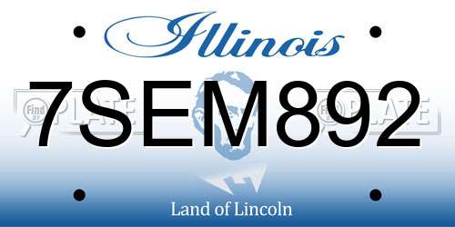 7SEM892 Illinois License Plate