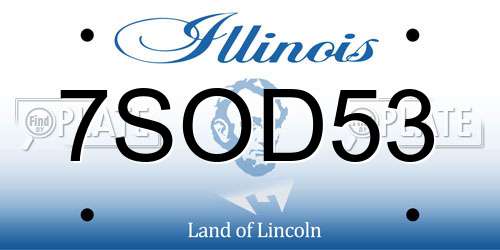 7SOD53 Illinois License Plate