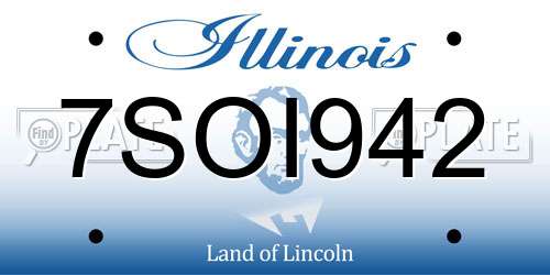 7SOI942 Illinois License Plate